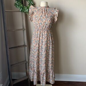 SHEIN floral maxi ruffle dress